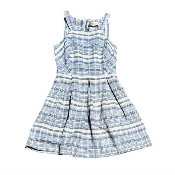 ALRAR’D STATE Blue & Cream Fit & Flare Dress Size Small - Picture 1 of 3
